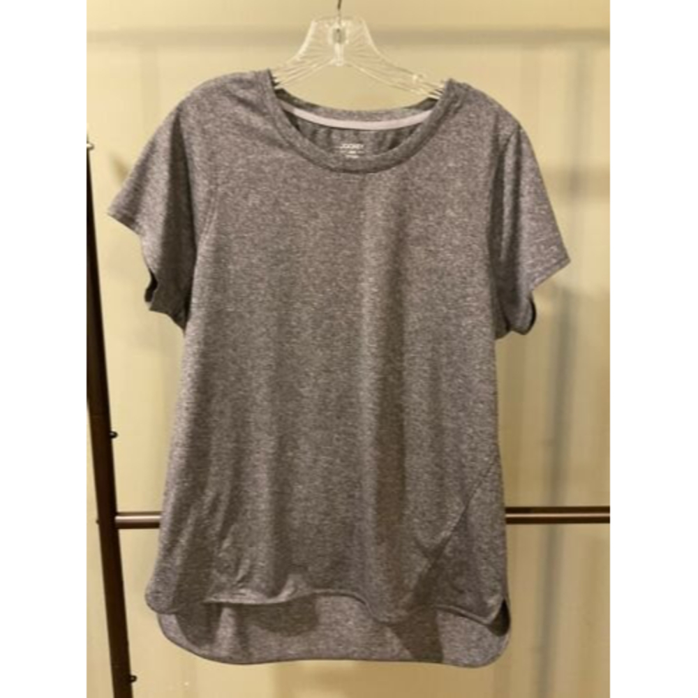 Jockey Women's short sleeve shirt exercise fitness Yoga polyester gray large